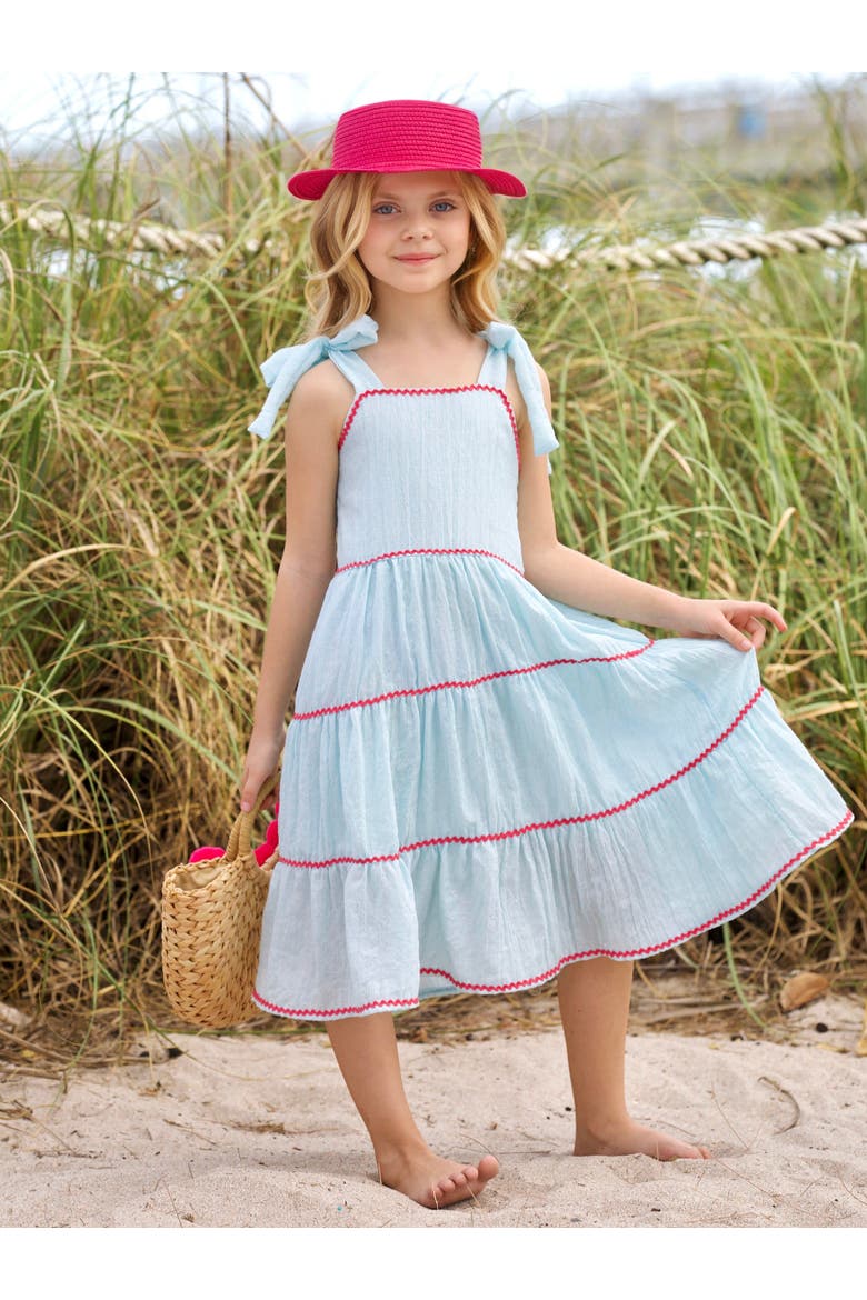 Girls Seaside Breeze Tiered Midi Dress, Alternate, color, Blue