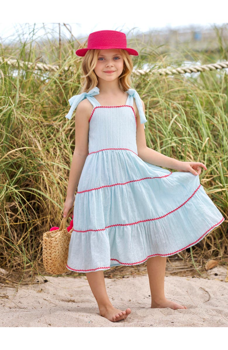 Mia Belle Girls Girls Seaside Breeze Tiered Midi Dress, Alternate, color, Blue