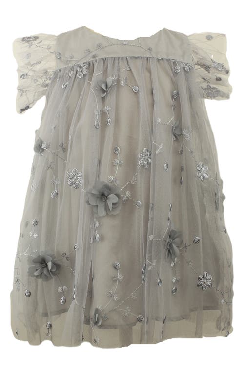 Popatu Kids' 3D Floral Party Dress in Grey 