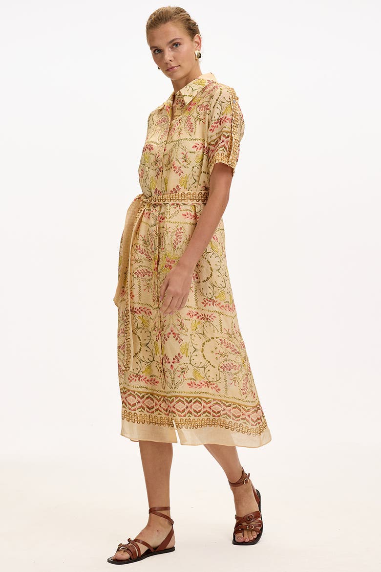 Abbey Short Sleeve Printed Midi Dress, Alternate, color, Multi Color