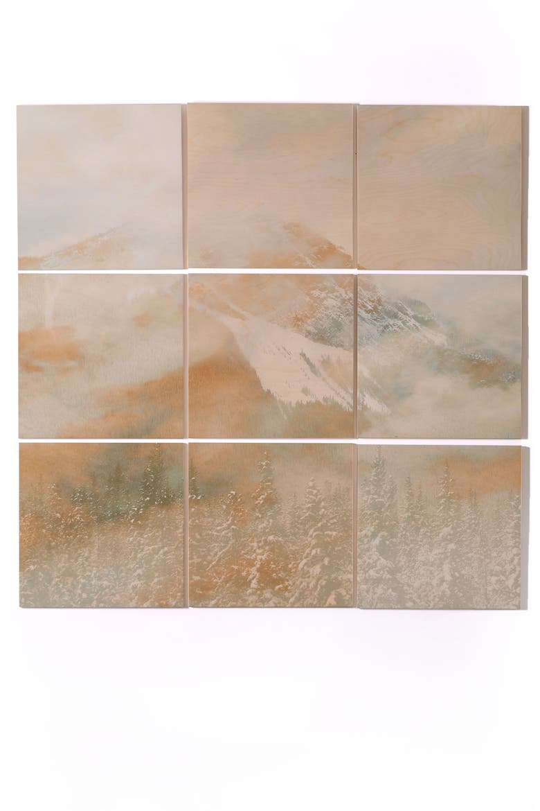 Golden Banff 9-Piece Wood Wall Mural, Main, color, GRAY/ GOLD