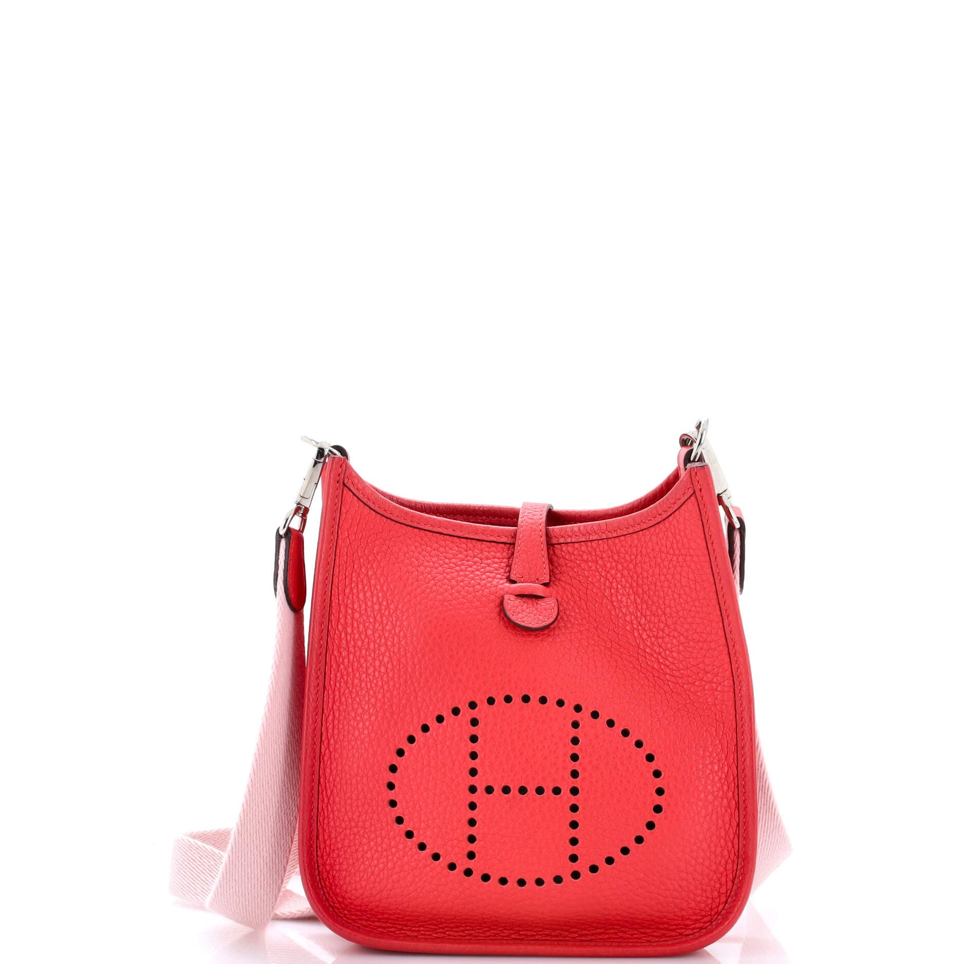 Pre-Owned Hermes Evelyne Bag Gen III Clemence TPM, Main, color, Rouge Pivoine