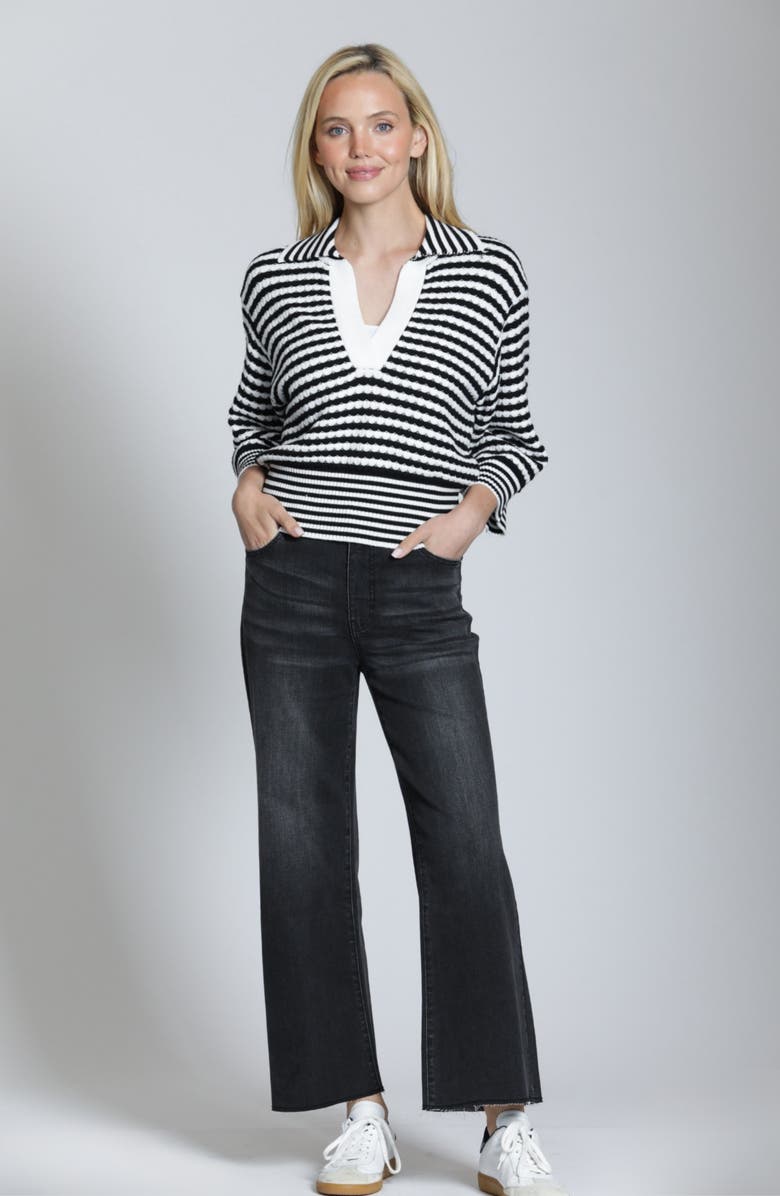 APNY Stripe Three-Quarter Sleeve Sweater, Alternate, color, Blackwhite Stripe