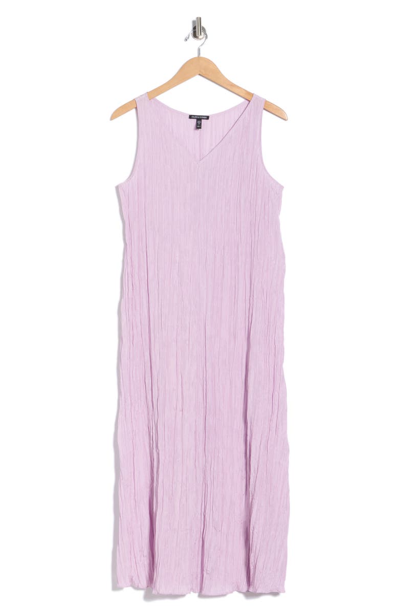 Eileen Fisher Pleated Silk Midi Dress, Alternate, color, Wild Orchid