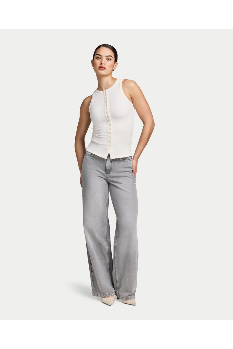 Essential Button Top, Alternate, color, Coconut Milk