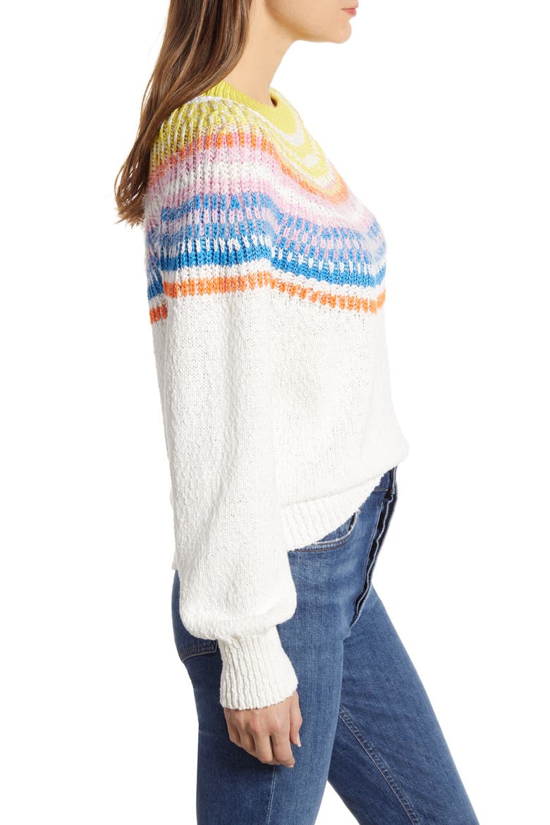 Fuzzy Fair Isle Sweater, Alternate, color, WHISPER WHITE