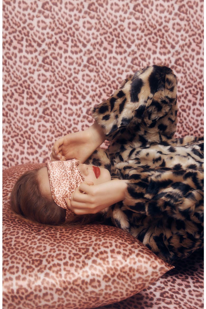 Leopard Print Pure Silk Sleep Mask, Alternate, color, SADIE