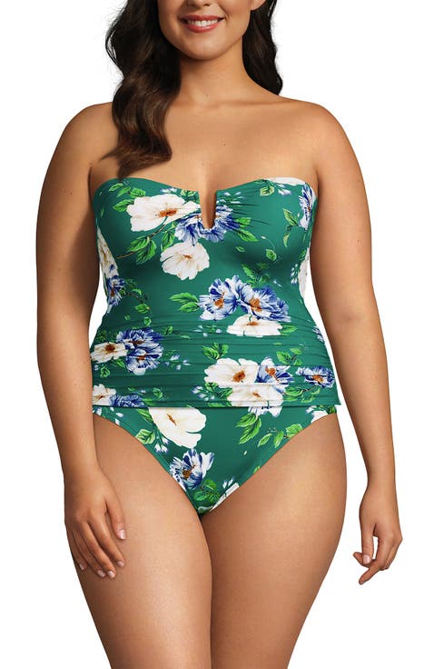 Slender Bandeau U-Wire Tankini Swimsuit Top