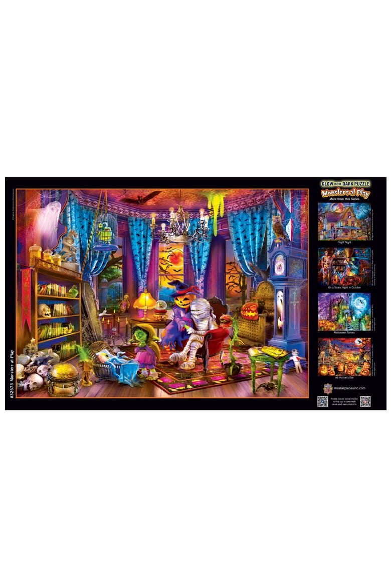 Monsters at Play 500 Piece Glow Puzzle, Alternate, color, Multicolor