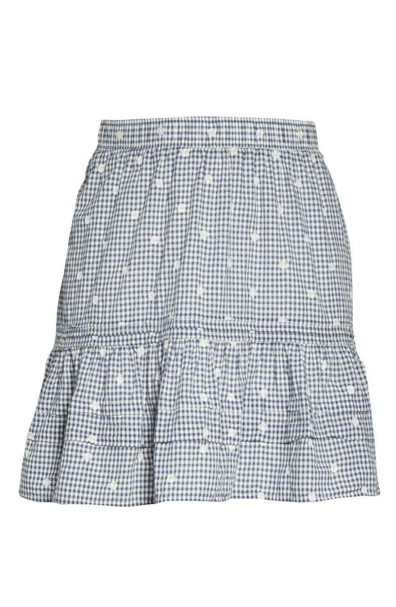 Madewell Embroidered Tiered Gingham Miniskirt, Alternate, color, 