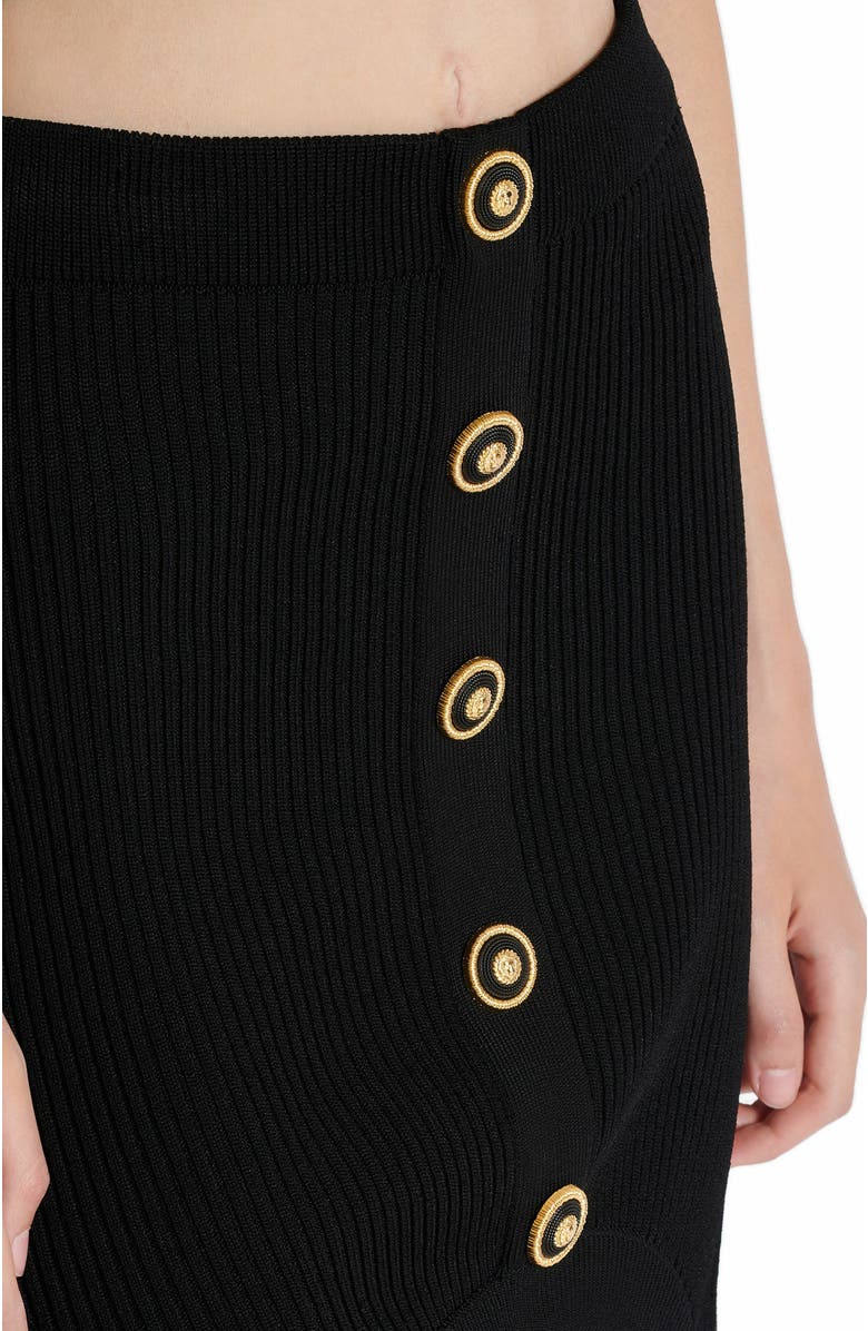 Balmain Short Optical Illusion Ribbed Knit Skirt, Alternate, color, 