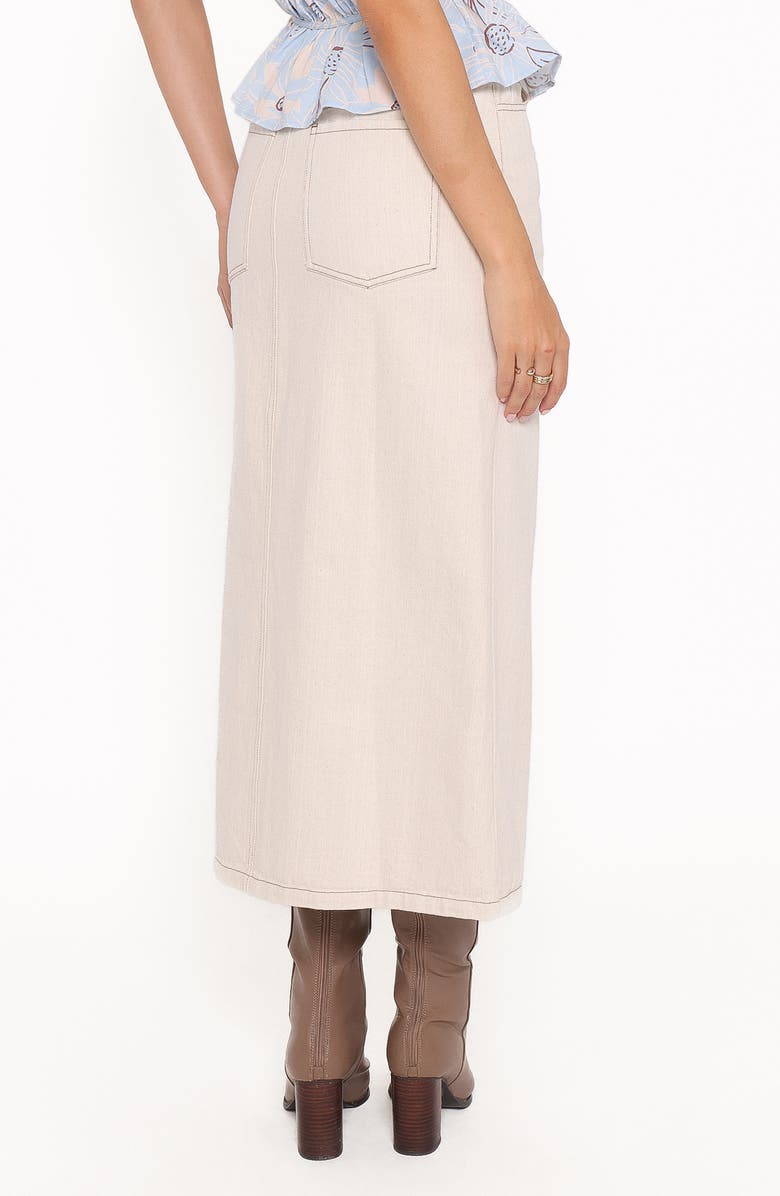 Petal & Pup Dana Front Slit Denim Midi Skirt, Alternate, color, Bone