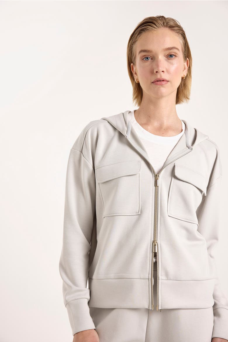 Patch Pocket Jersey Full Zip Hoodie, Alternate, color, Antarctcia