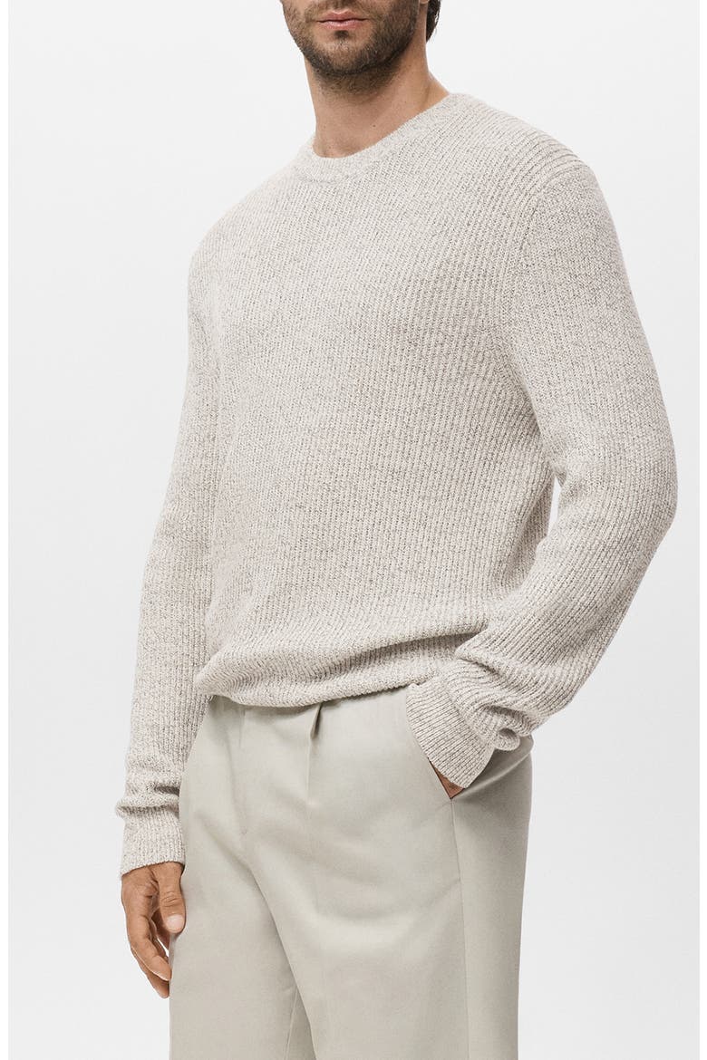 Marled Cotton Crewneck Sweater, Alternate, color, OFF WHITE