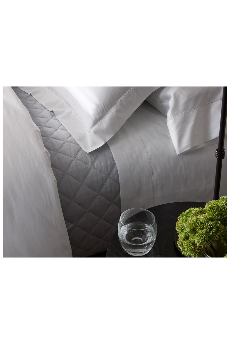 Bergamo Hemstitch Cotton Percale Duvet Cover, Alternate, color, WHITE