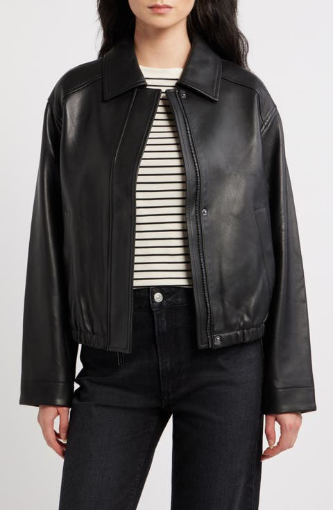 Faux Leather Bomber