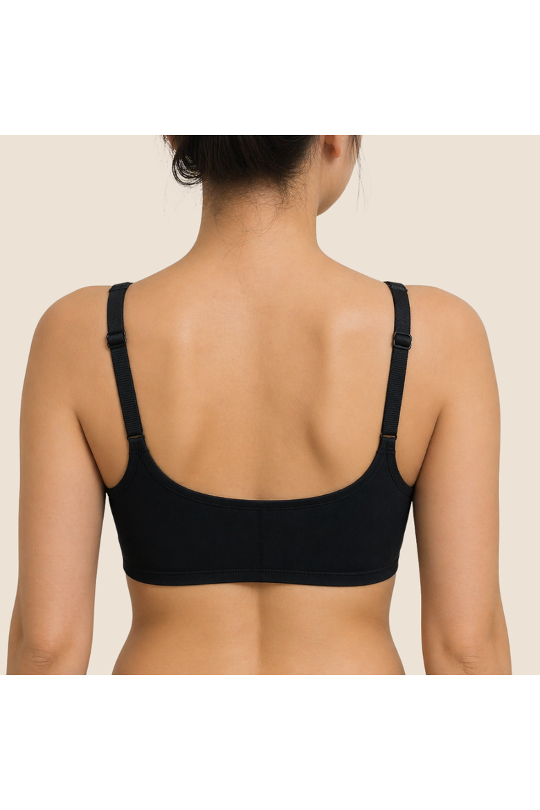 Ease Cotton Front Closure Bra for Mastectomy, Alternate, color, Black