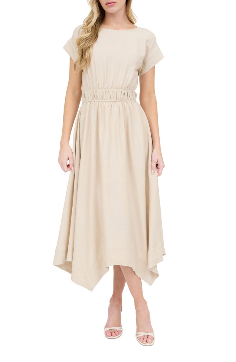 AUGUST SKY Asymmetric Shift Dress, Main, color, Light Khaki