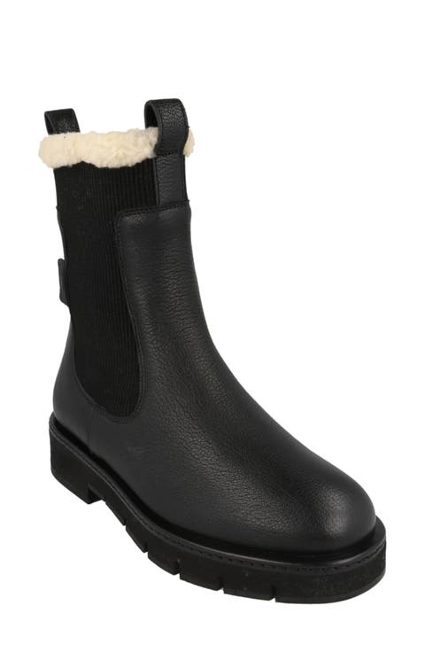 Rook Genuine Shearling Trim Leather Boot (Women)