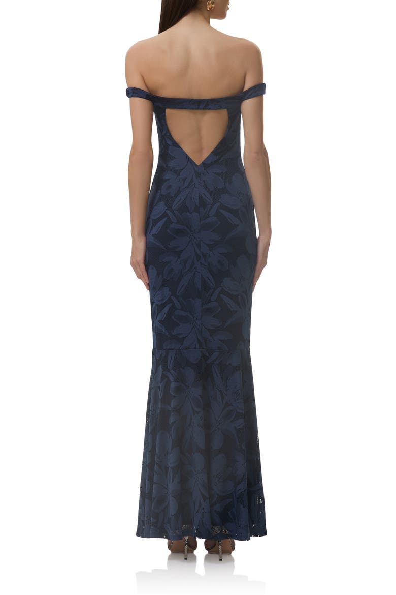 Morgan Floral Mesh Off the Shoulder Dress, Alternate, color, BLACK IRIS