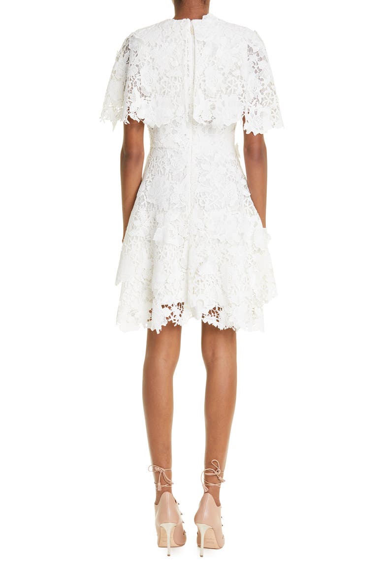 Floral Guipure Lace Cape Overlay Minidress, Alternate, color, CHALK