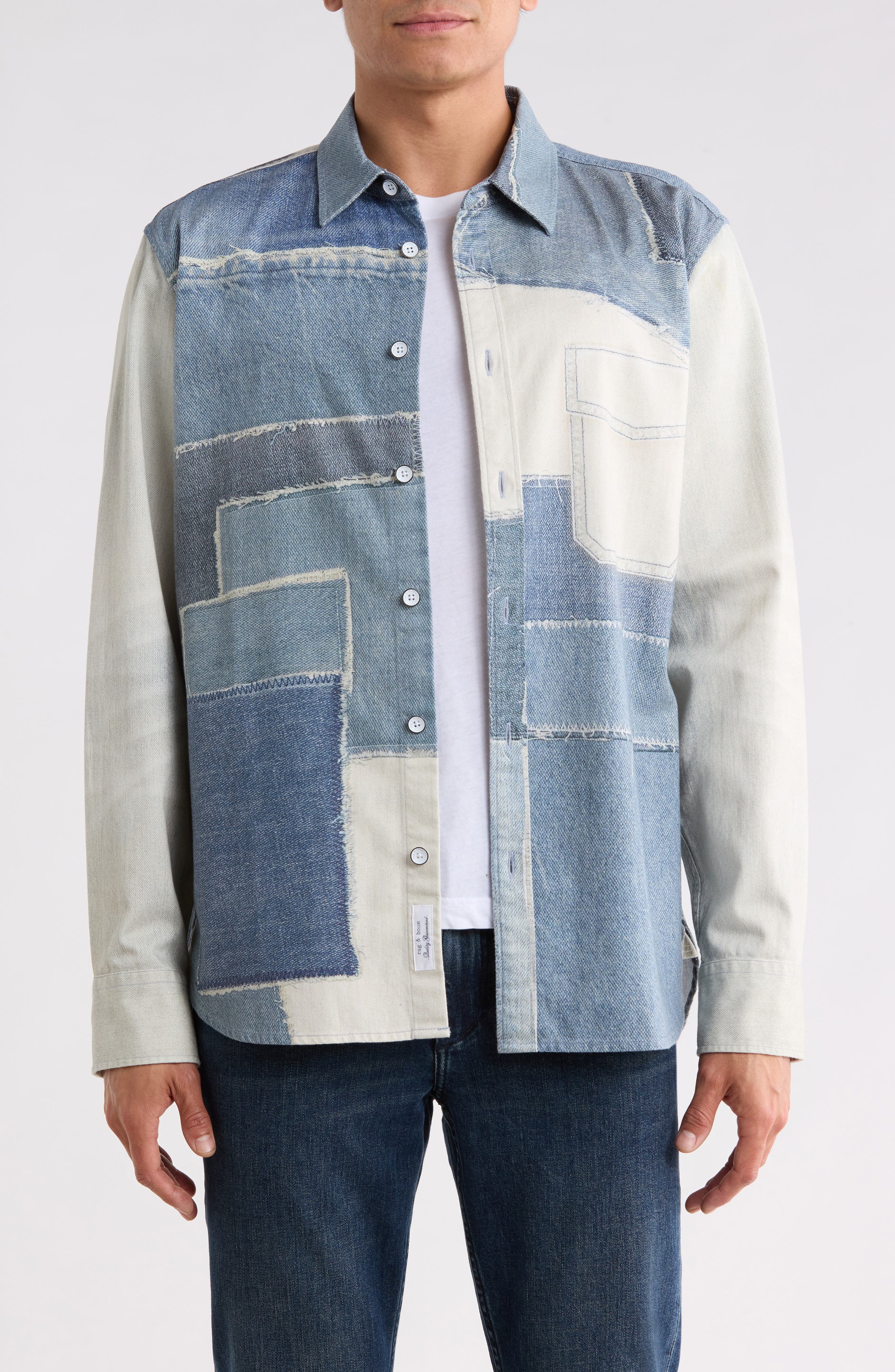 Miramar CPO Faux Denim Cotton Terry Button-Up Shirt