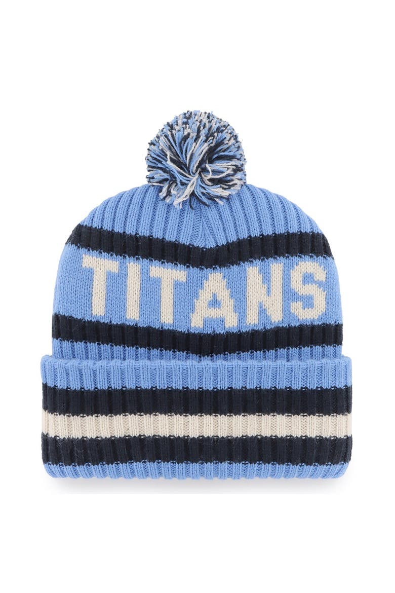 Men's '47  Light Blue Tennessee Titans Bering Cuffed Knit Hat with Pom, Alternate, color, Light Blue