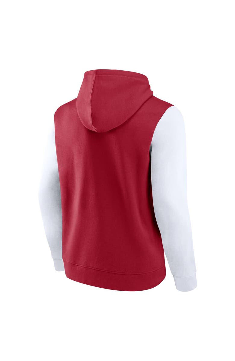FANATICS Men's Fanatics Crimson Oklahoma Sooners Extra Point Colorblock Fleece Pullover Hoodie, Alternate, color, Crimson