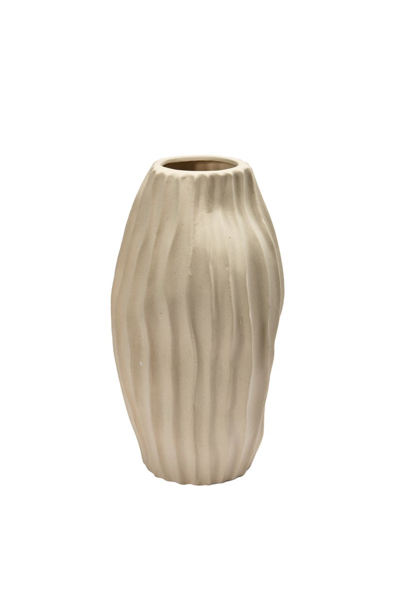 Storied Home Stoneware Abstract Fluted Vase, Sand, Main, color, Natural