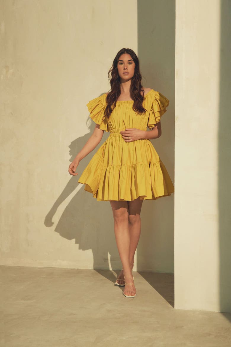 Ava Ruched Mini Dress in Mimosa, Alternate, color, Mimosa