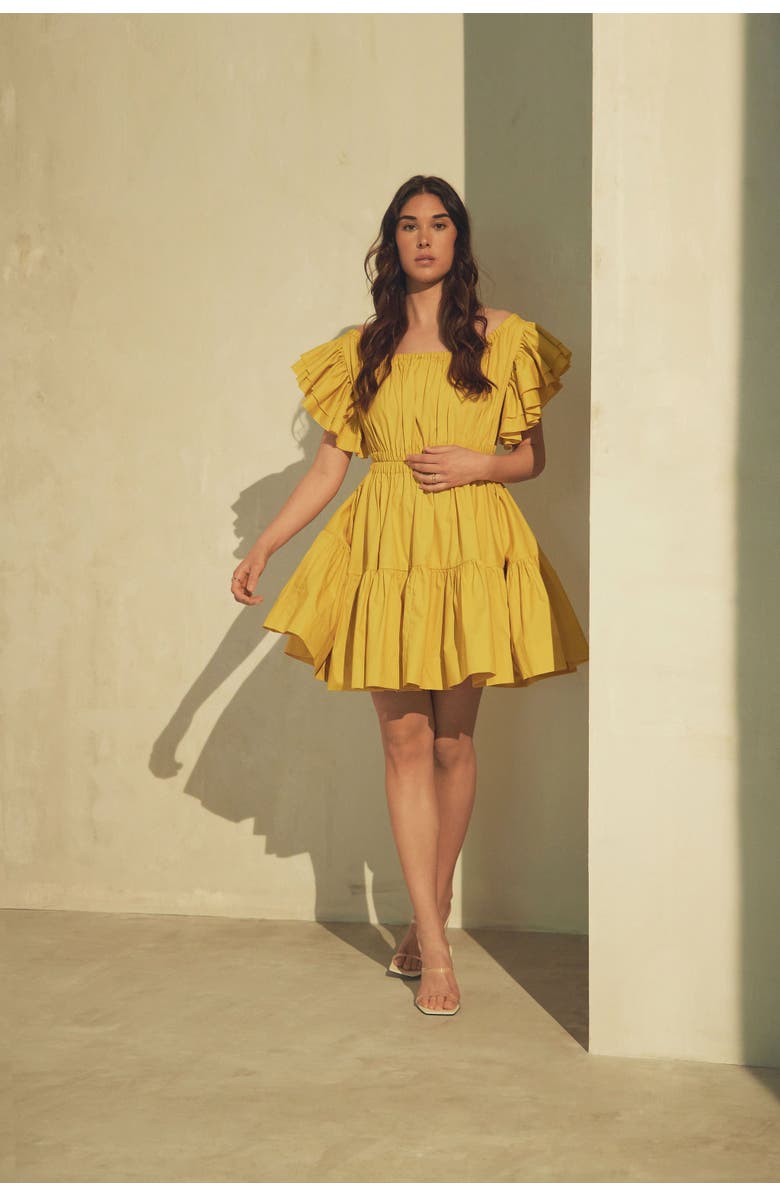 Vasiliki Ava Ruched Mini Dress in Mimosa, Alternate, color, Mimosa