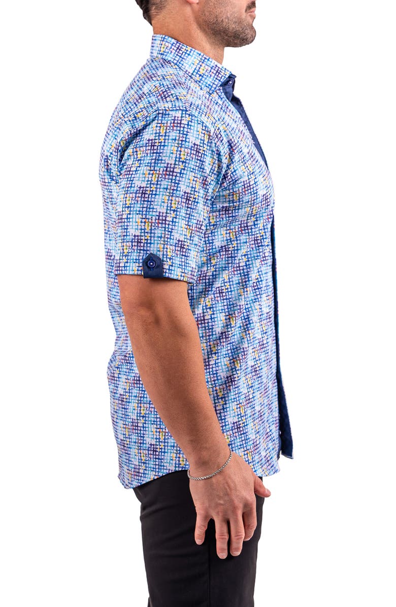 Maceoo Galileo Resistance0324 Blue Short Sleeve Cotton Button-Up Shirt, Alternate, color, 