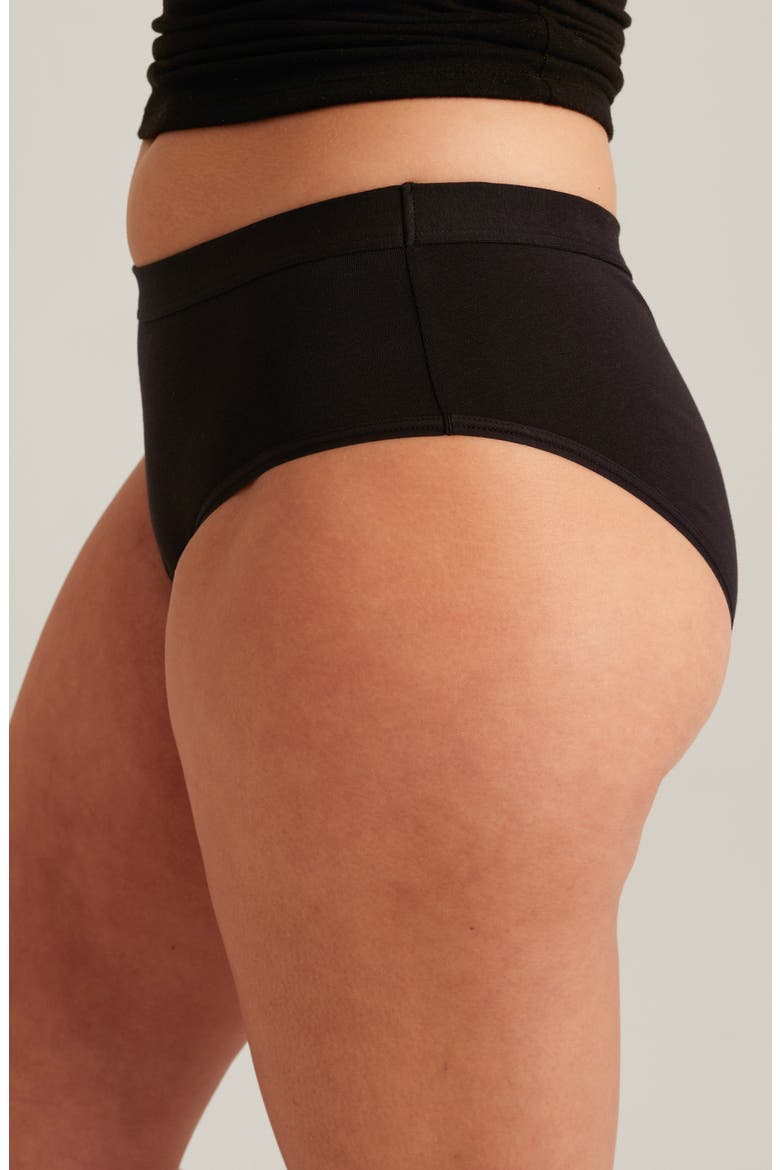 Leakproof Light Absorbency Stretch Cotton Briefs, Alternate, color, BLACK