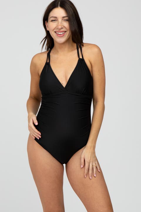 Ruched Side Strappy Cross Back One Piece Swimsuit