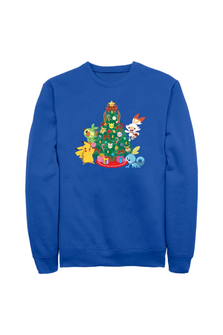 Men's Pokemon Christmas Tree Friends  Sweatshirt, Main, color, Royal Blue