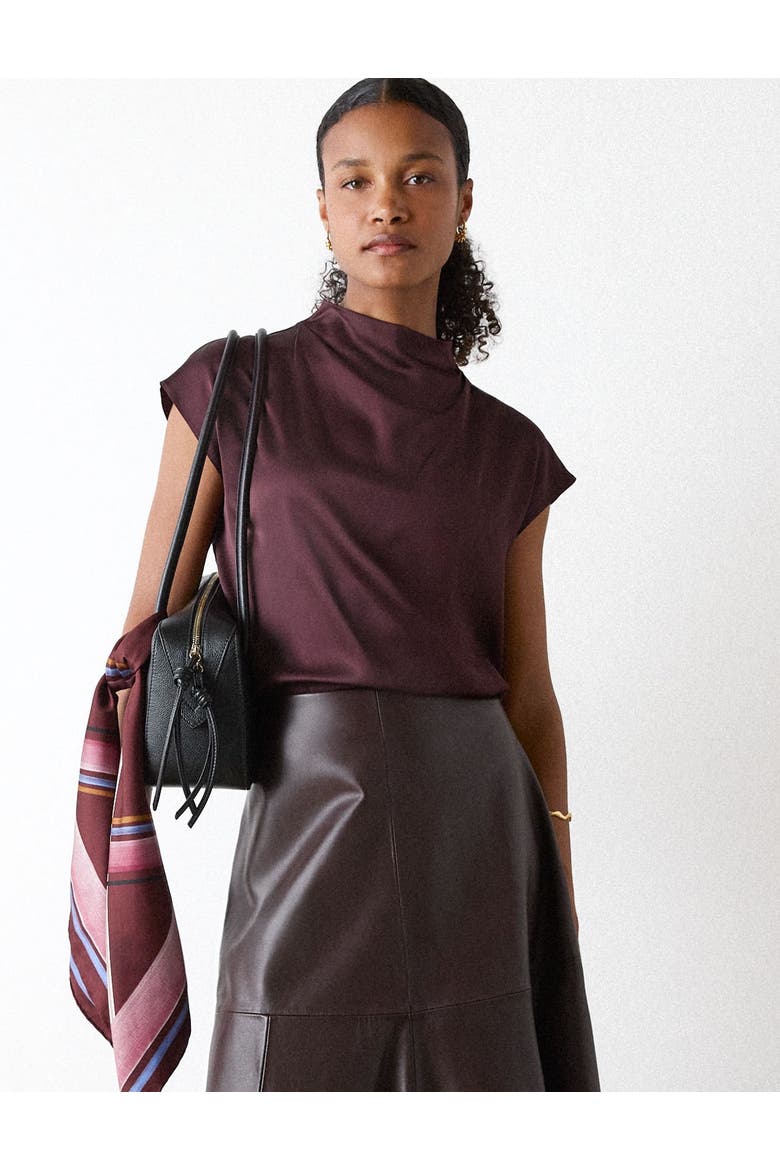 Cowl Neck Halter Top, Main, color, Burgundy
