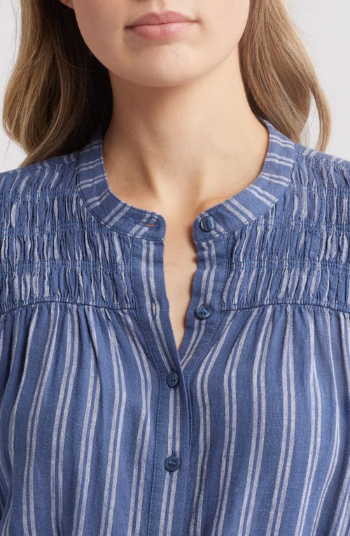 Caslonr Caslon(r) Stripe Long Sleeve Belted Shirtdress In Blue Vintage- White Stripe