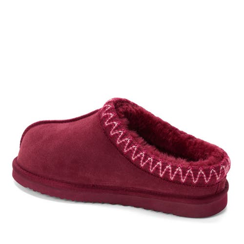 Dearfoams Fireside Greta Genuine Shearling Clog Slipper With Embroidery In Red