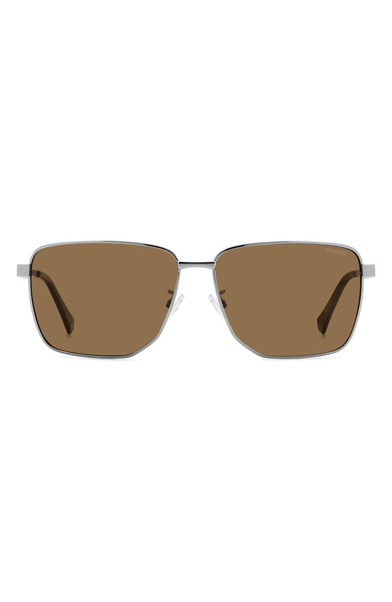 Polaroid 62mm Polarized Oversize Square Sunglasses, Main, color, Ruthenium/ Bronze Polar