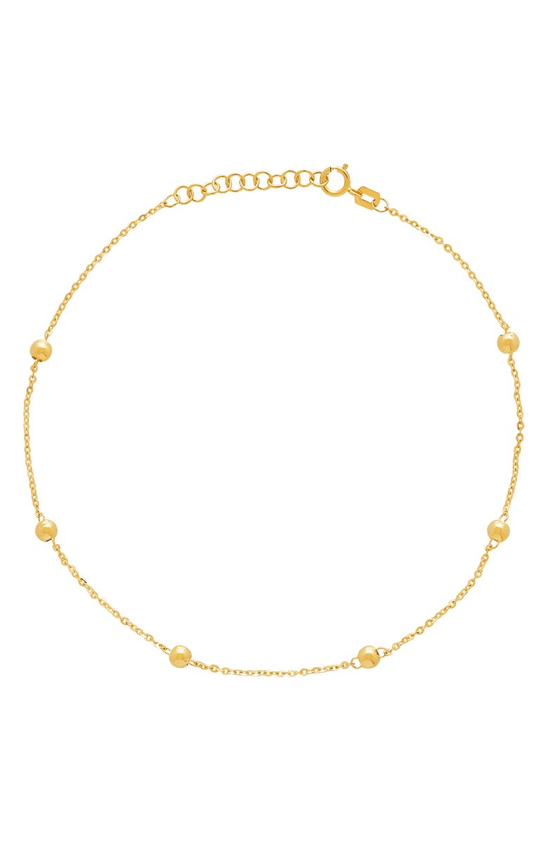 Frankie & Zoe Beaded Station Anklet, Alternate, color, Yellow Gold