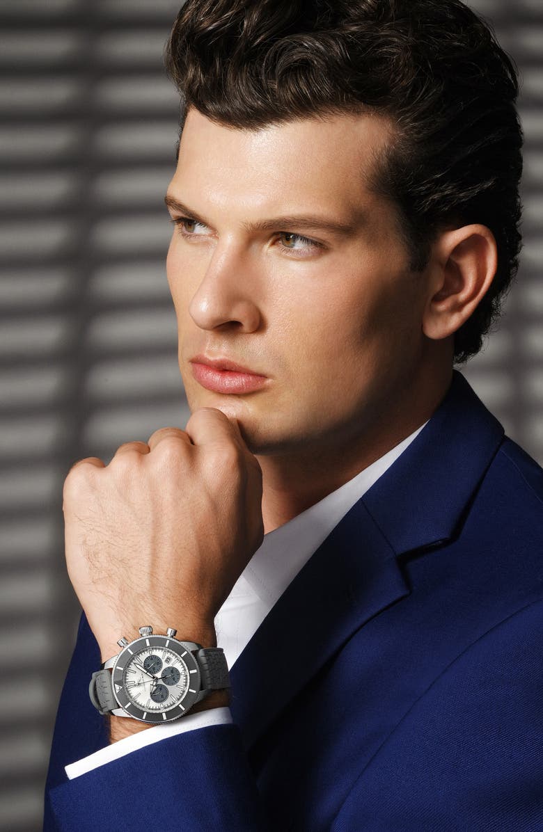 PORSAMO BLEU Brandon Silicone Strap Chronograph, 44mm, Alternate, color, Grey