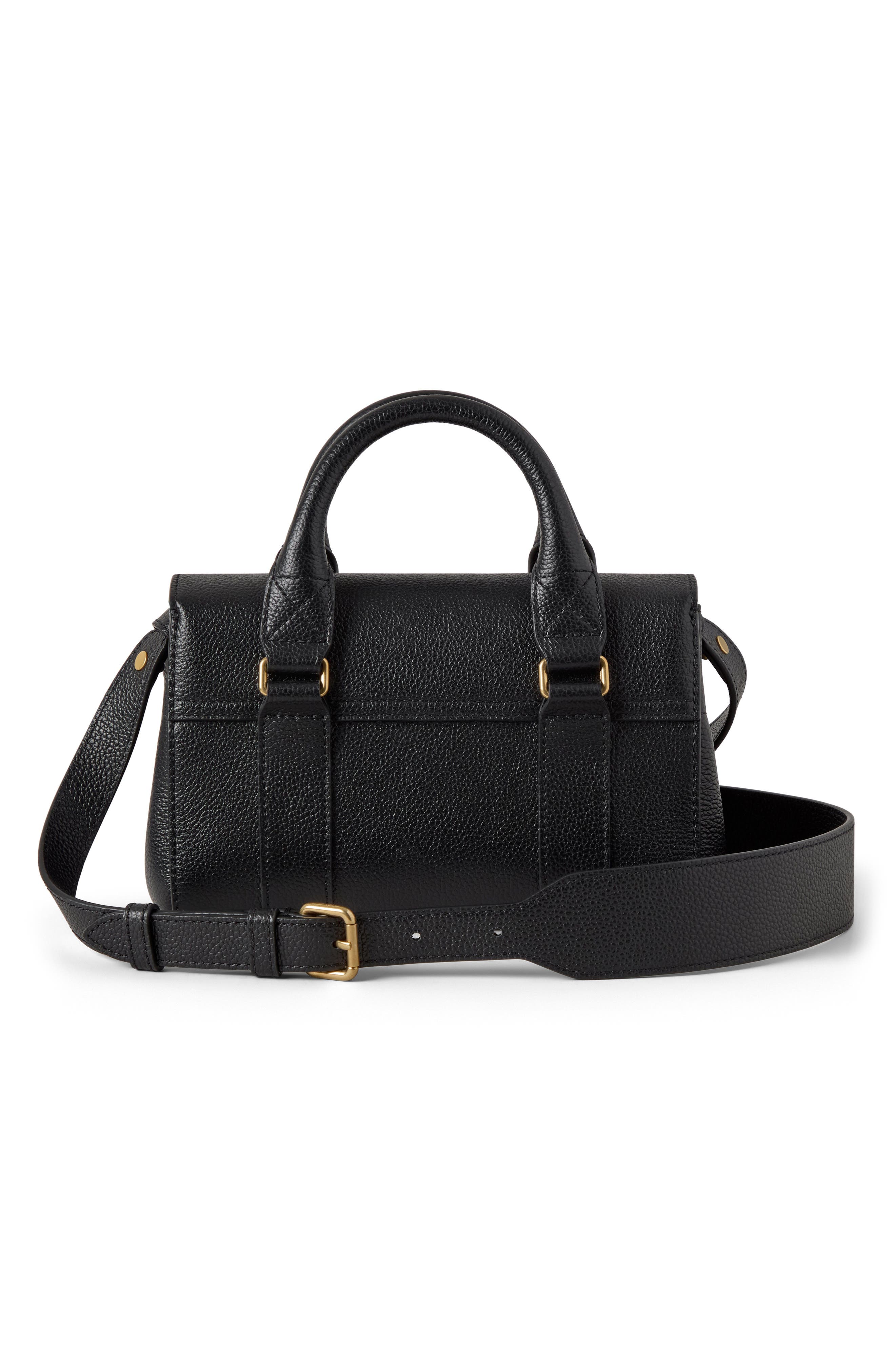 Mulberry Mini Bayswater Grained Leather Handbag, Alternate, color, Black