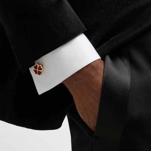 Jan Leslie Four Leaf Clover Sterling Silver Gold Vermeil Cufflinks In Gold