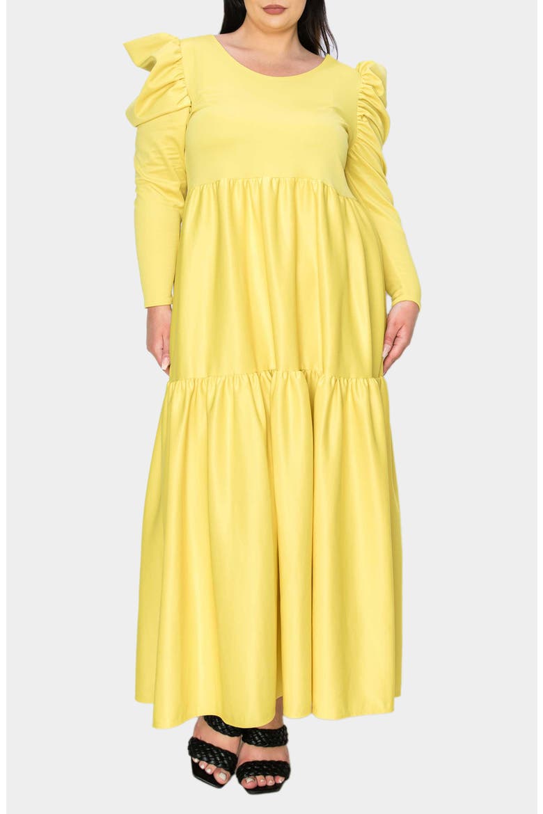 Isabel Long Sleeve Tiered Maxi Dress, Main, color, YELLOW