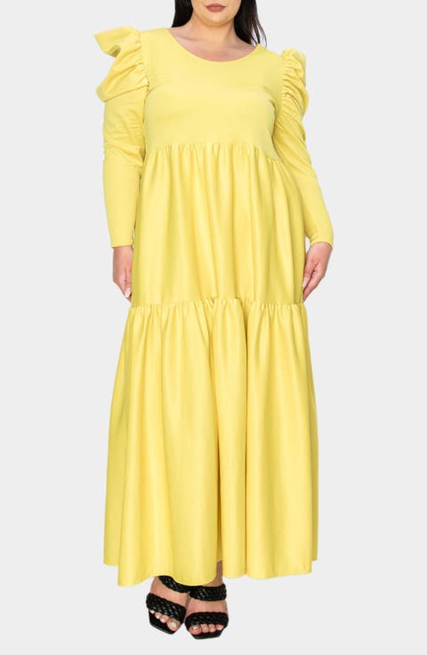 Isabel Long Sleeve Tiered Maxi Dress (Plus)