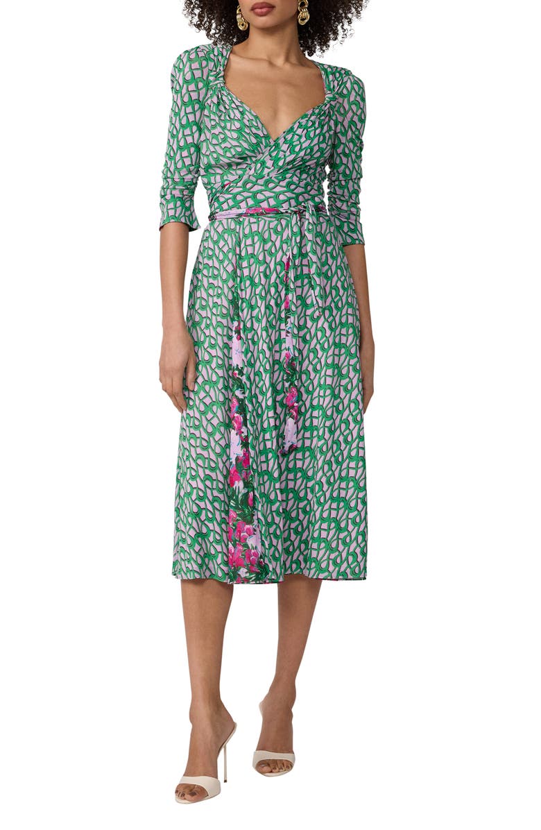 Diane von Furstenberg Carmen Reversible Mixed Print Jersey Wrap Dress, Main, color, Provence Gossip Pink