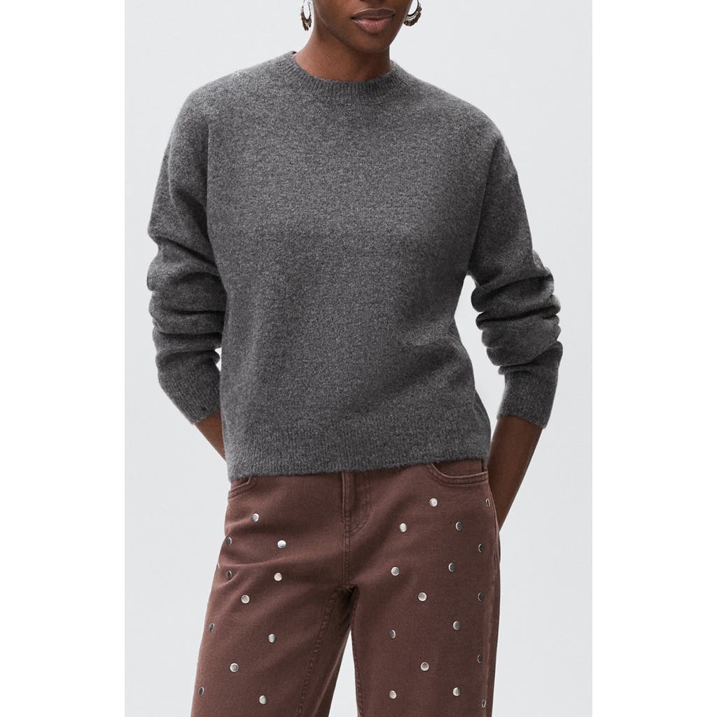 Mango Teen Star Crewneck Sweater In Gray
