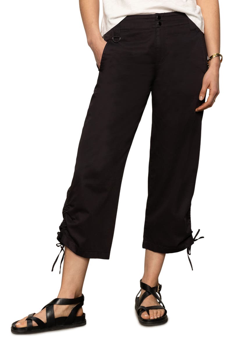 Cotton Twill Utility Crop Pants, Alternate, color, BLACK