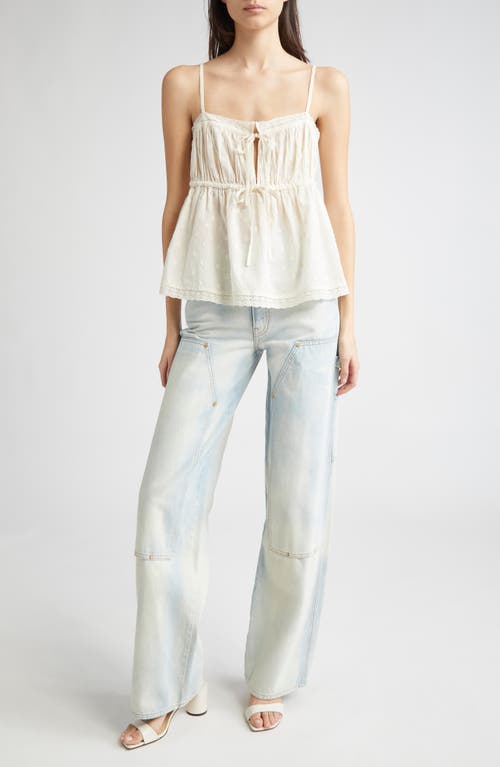 Ulla Johnson Quinn Ruffled Square Neck Top In Pristine In White