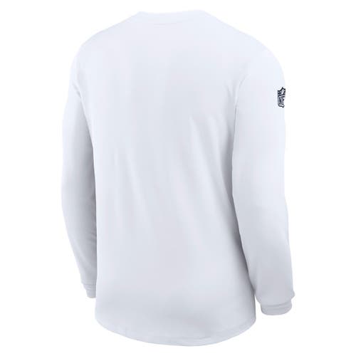 Nike White Denver Broncos Sideline Coach Uv Performance Long Sleeve T-shirt In White